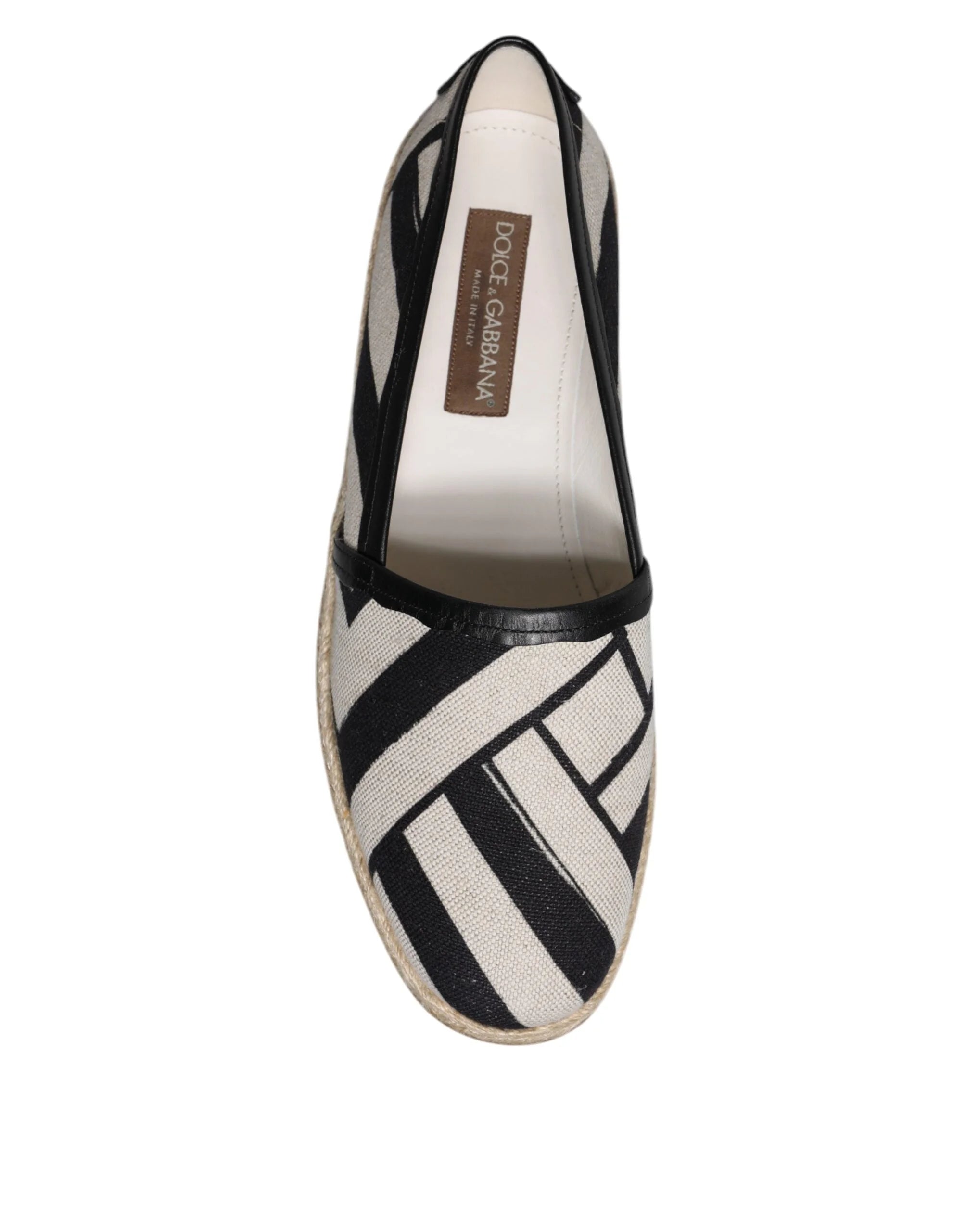 Dolce & Gabbana Black White Stripes Slip On Espadrille Shoes - EU41.5/US8.5 - Flats