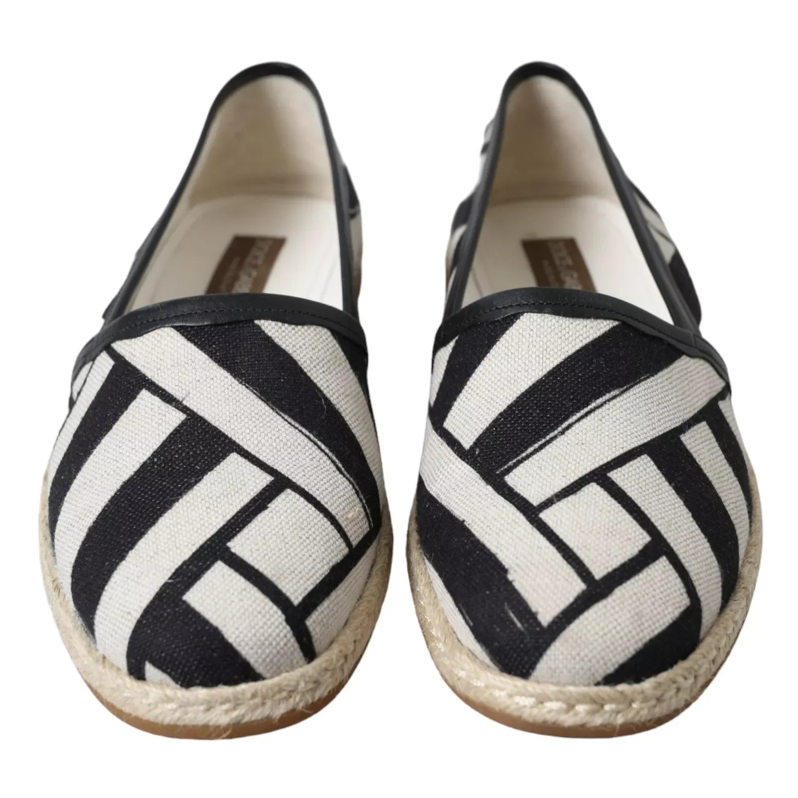 Dolce & Gabbana Black White Stripes Slip On Espadrille Shoes - Flats