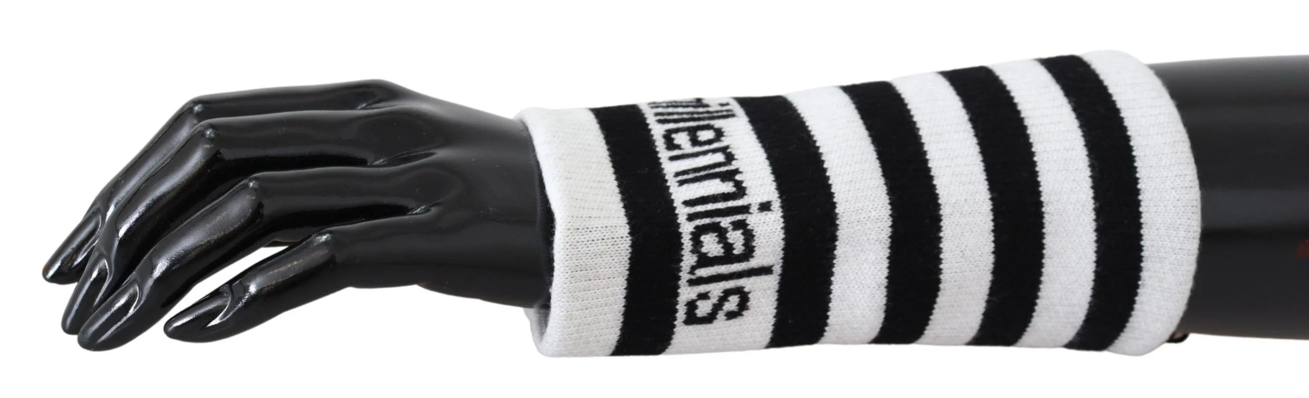 Dolce & Gabbana Black White Wool DGMillennials Wristband Wrap - Gloves & Mittens