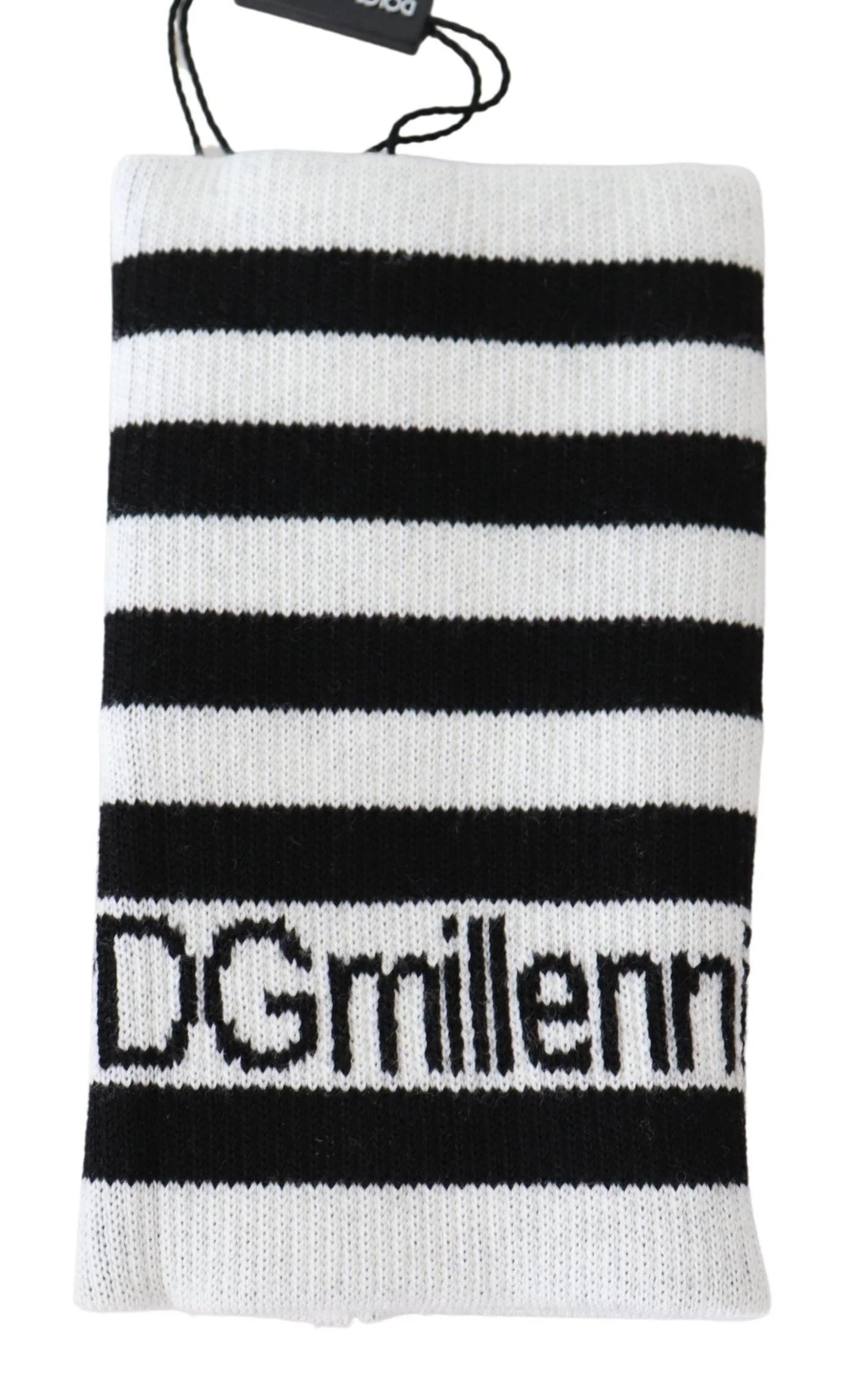 Dolce & Gabbana Black White Wool DGMillennials Wristband Wrap - Gloves & Mittens