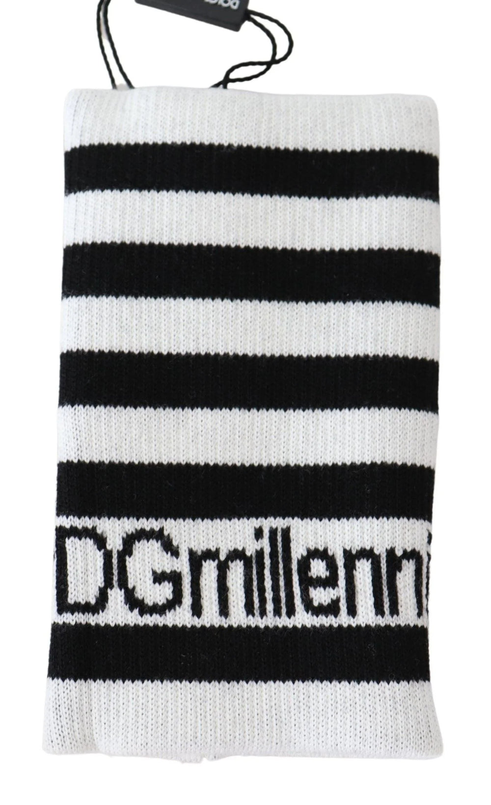 Dolce & Gabbana Black White Wool DGMillennials Wristband Wrap - Gloves & Mittens