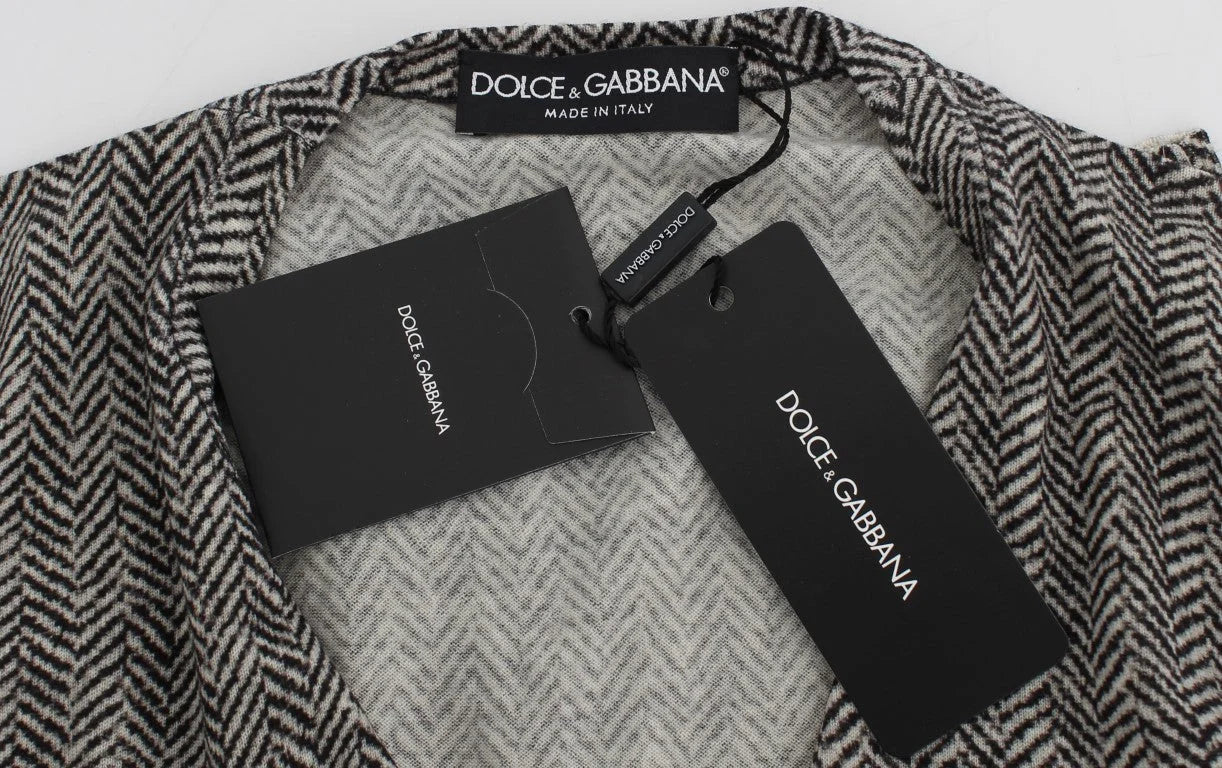 Dolce & Gabbana Black White Wool Top Cardigan Sweater - Cardigans