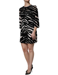 Dolce & Gabbana Black White Zebra A-line Sheath Mini Dress - Dresses