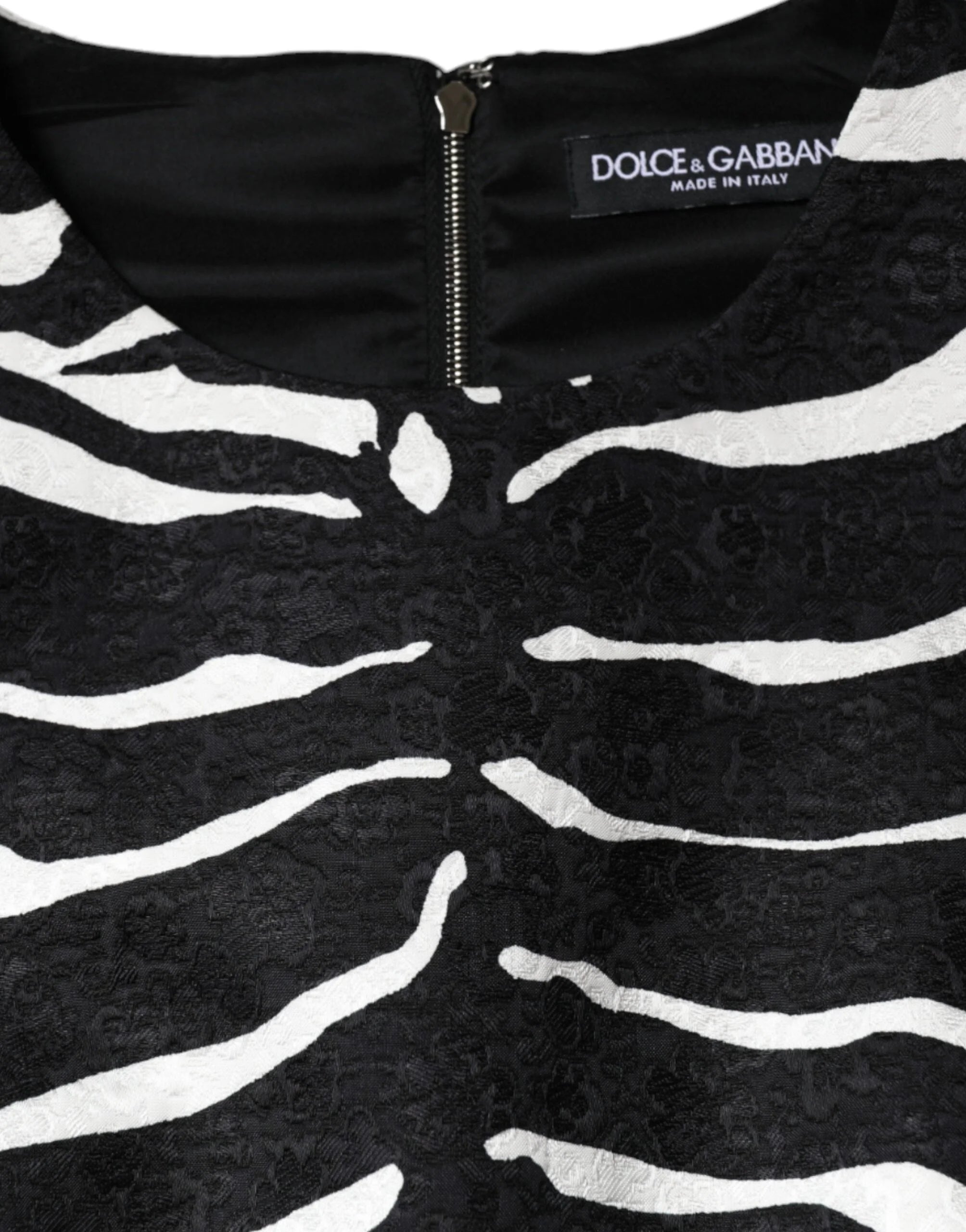 Dolce & Gabbana Black White Zebra A-line Sheath Mini Dress - IT42|M - Dresses