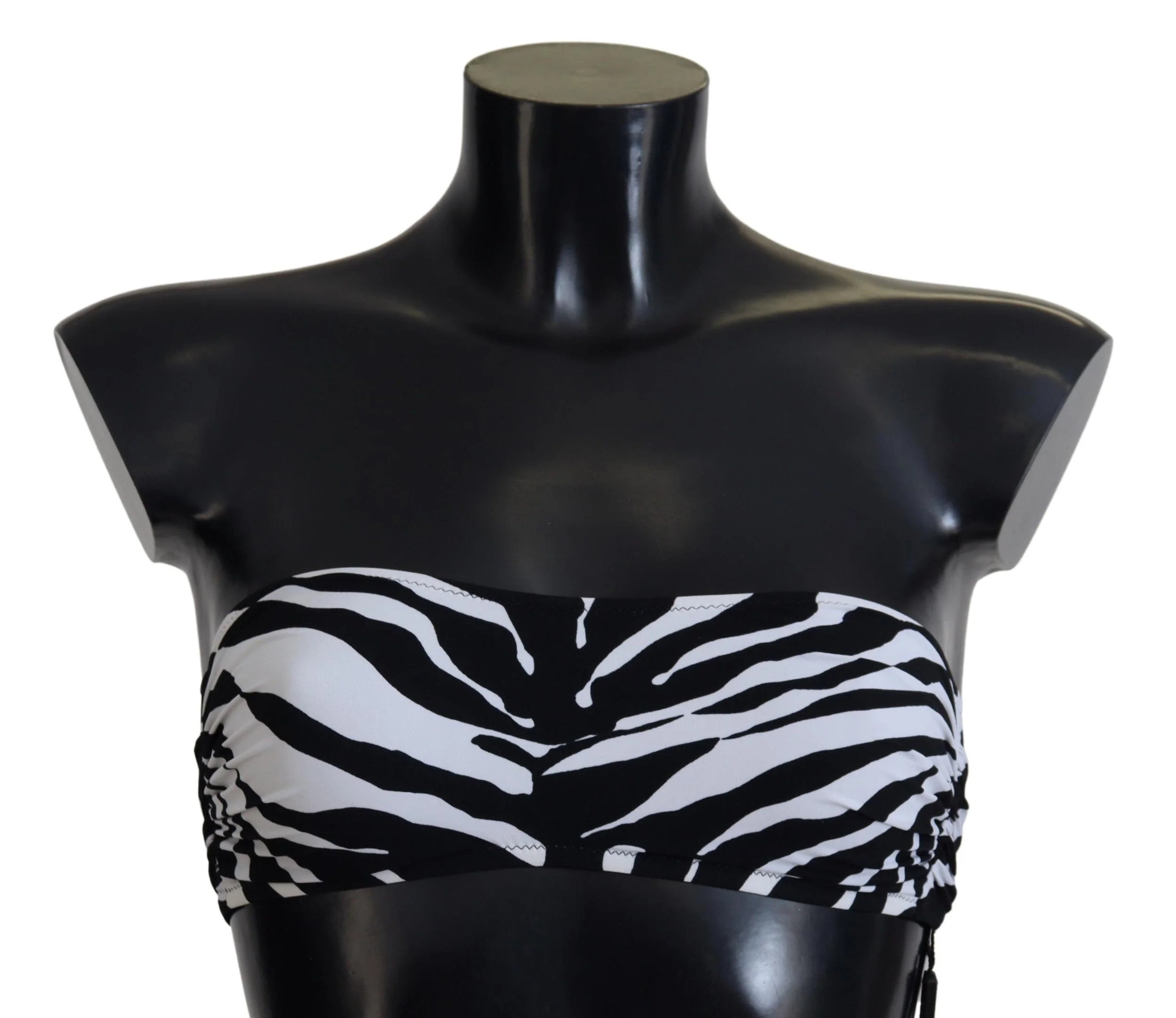 Dolce & Gabbana Black White Zebra Bandeau Swimwear Bikini Top - IT1 | XS - Swimwear Tops