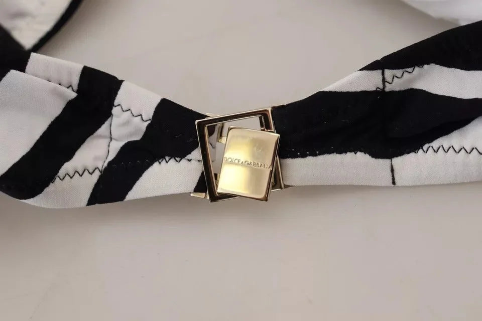 Dolce & Gabbana Black White Zebra Bandeau Swimwear Bikini Top - IT1 | XS - Swimwear Tops