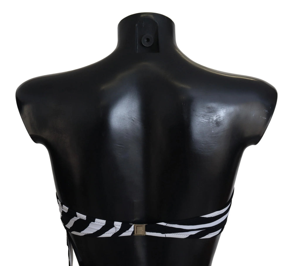 Dolce & Gabbana Black White Zebra Bandeau Swimwear Bikini Top - IT1 | XS - Swimwear Tops