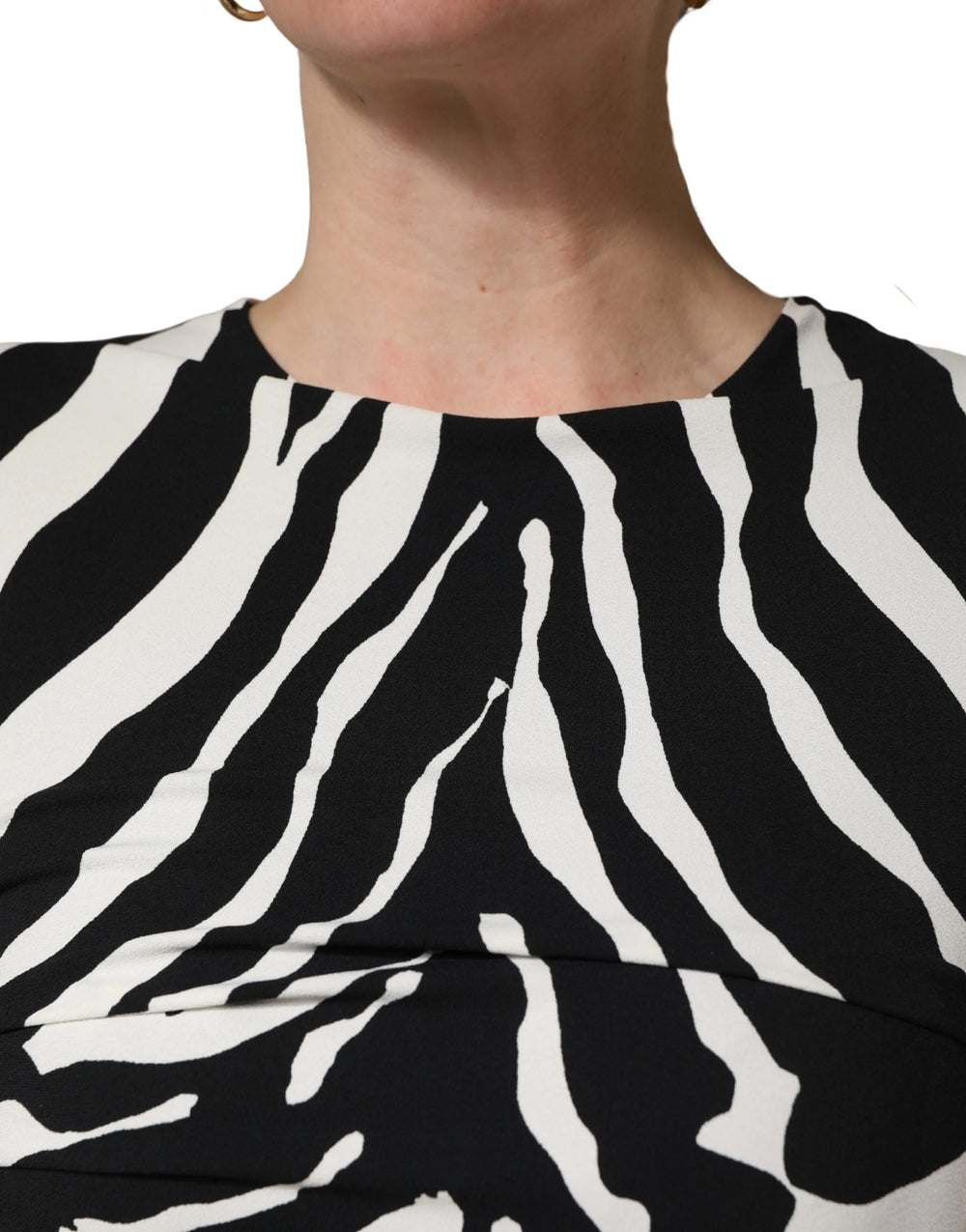Dolce & Gabbana Černo-Bílé Zebra Cady Šaty do Délky pod Kolena - IT40|S