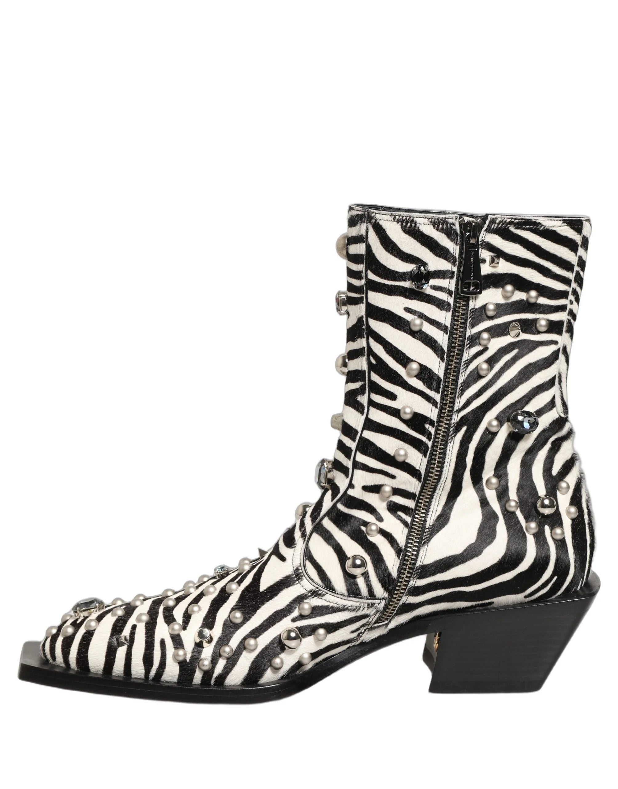 Dolce & Gabbana Černé bílé boty s aplikací zebry - EU44/US11