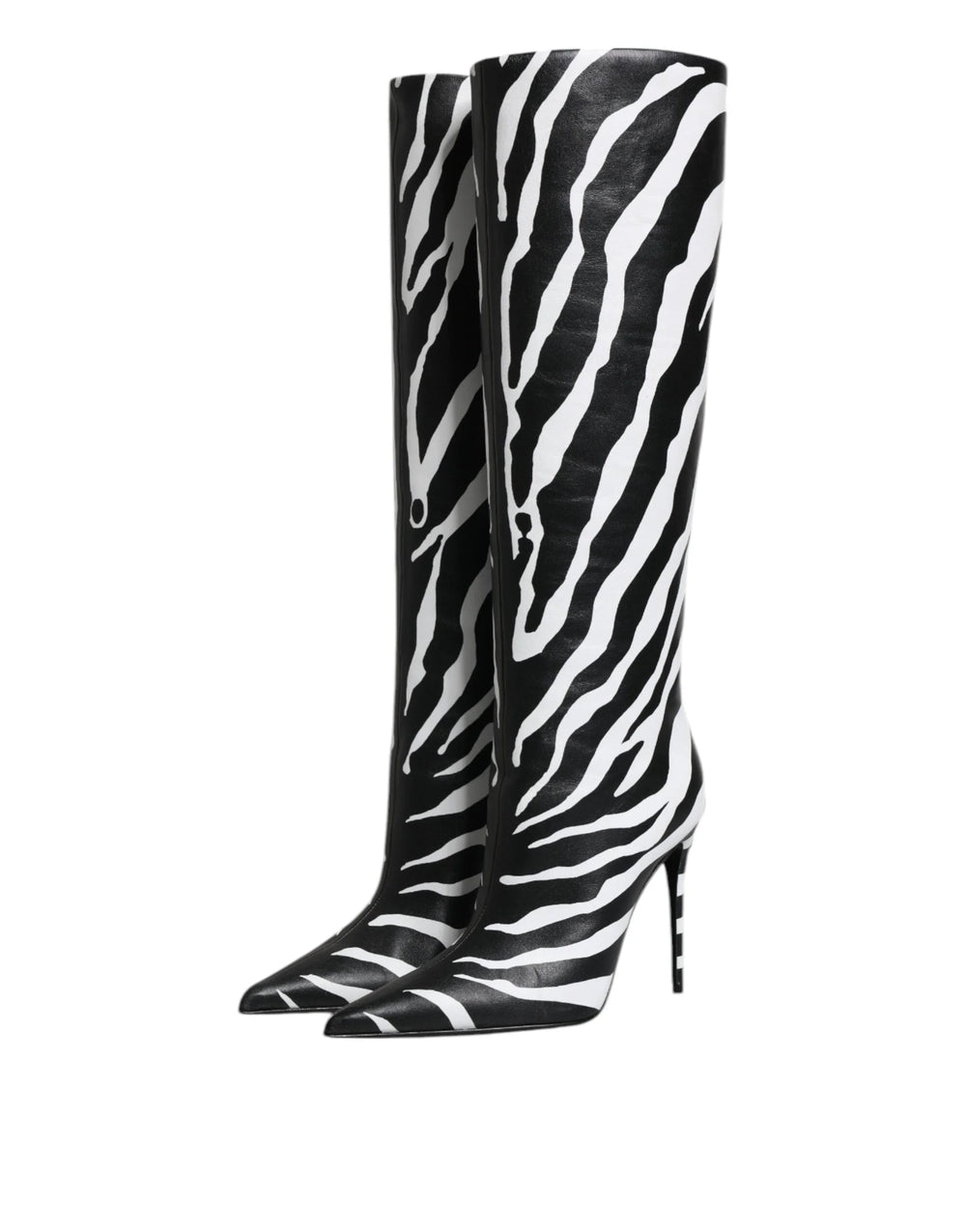 Dolce & Gabbana Black White Zebra Heels High Boots Shoes - EU35/US4.5
