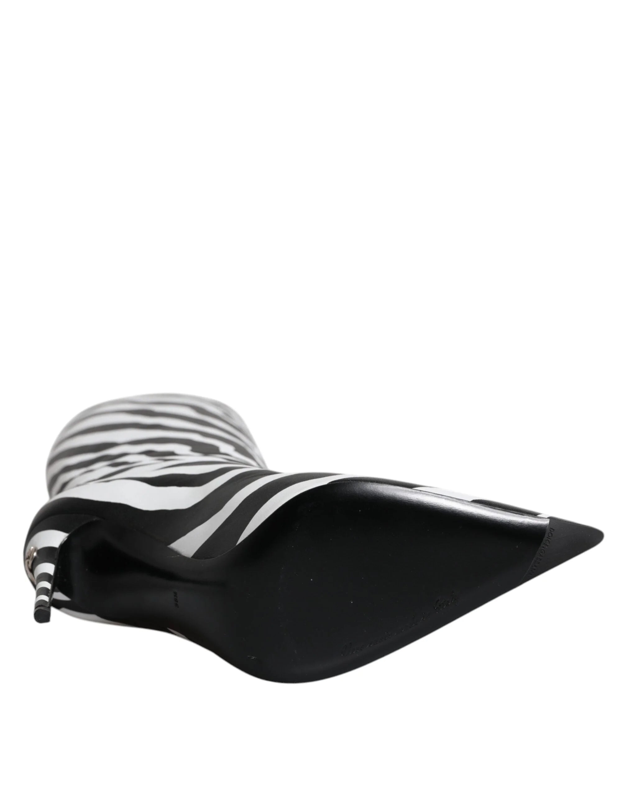 Dolce & Gabbana Black White Zebra Heels High Boots Shoes - EU35/US4.5