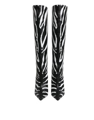 Dolce & Gabbana Black White Zebra Heels High Boots Shoes - EU35/US4.5 - Boots