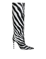Dolce & Gabbana Black White Zebra Heels High Boots Shoes - EU35/US4.5 - Boots