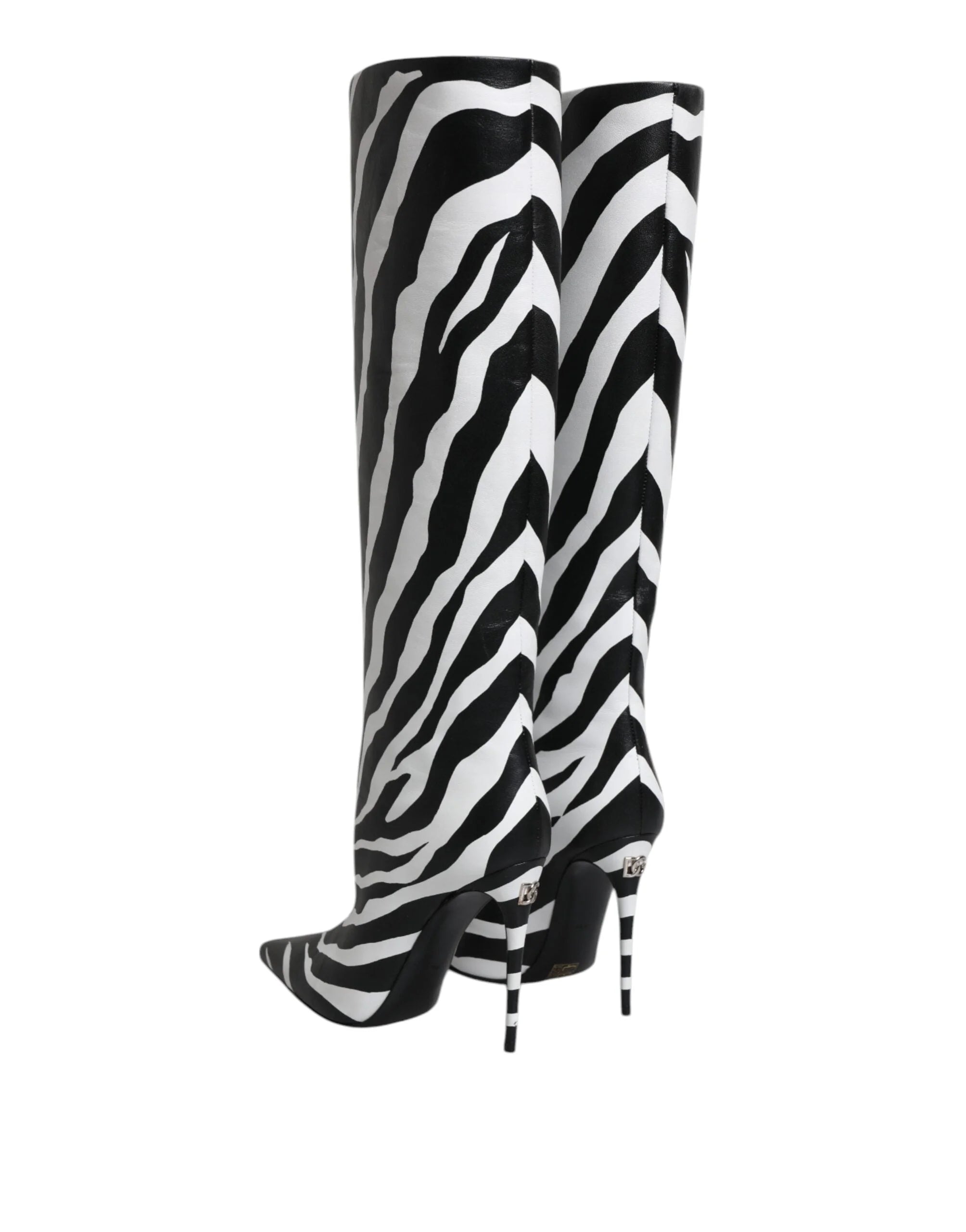 Dolce & Gabbana Black White Zebra Heels High Boots Shoes - EU35/US4.5