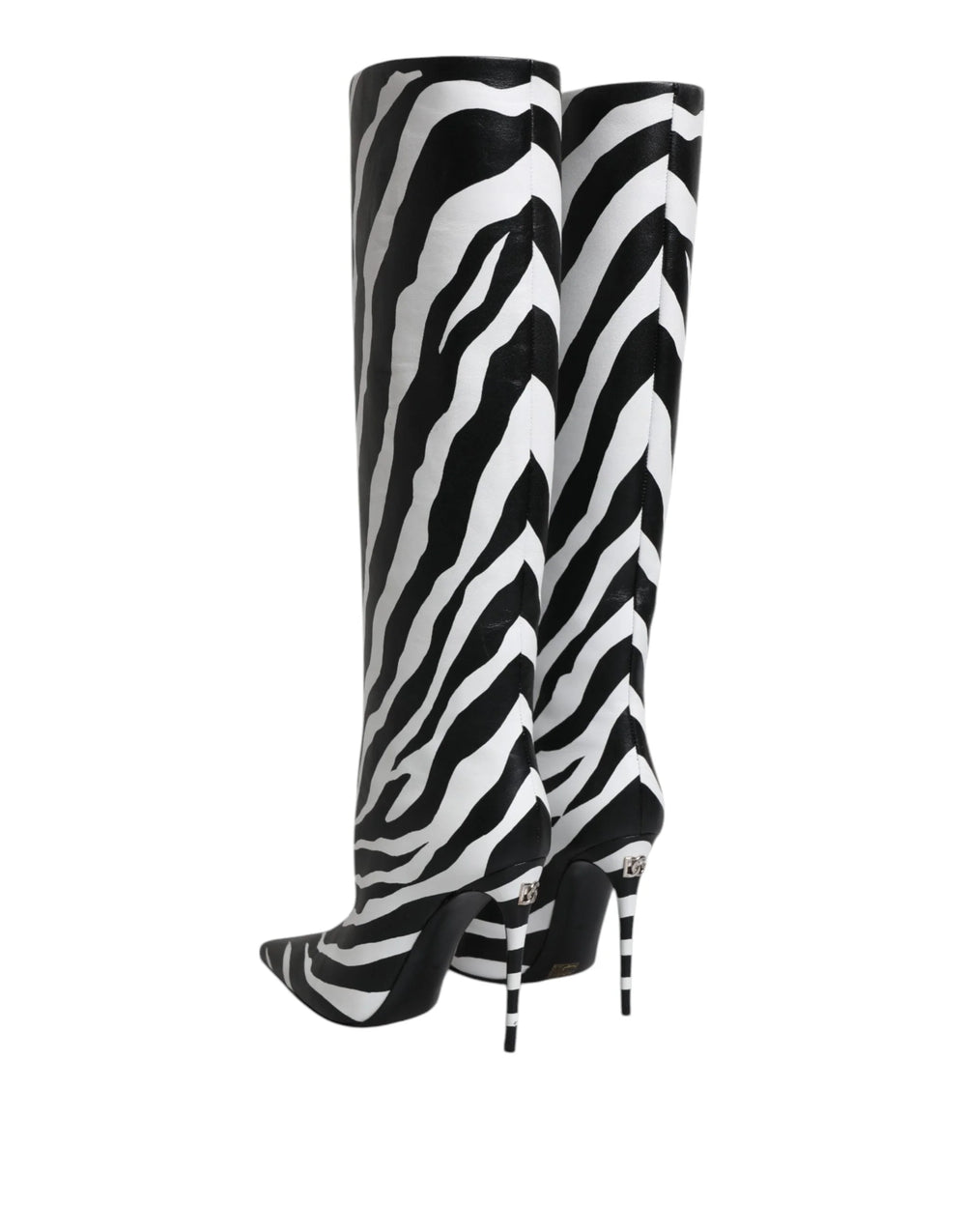 Dolce & Gabbana Black White Zebra Heels High Boots Shoes - EU35/US4.5