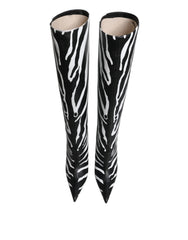 Dolce & Gabbana Black White Zebra Heels High Boots Shoes - EU35/US4.5 - Boots