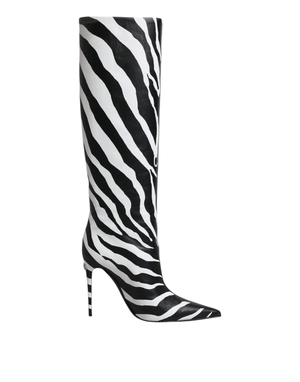 Dolce & Gabbana Black White Zebra Heels High Boots Shoes - EU35/US4.5
