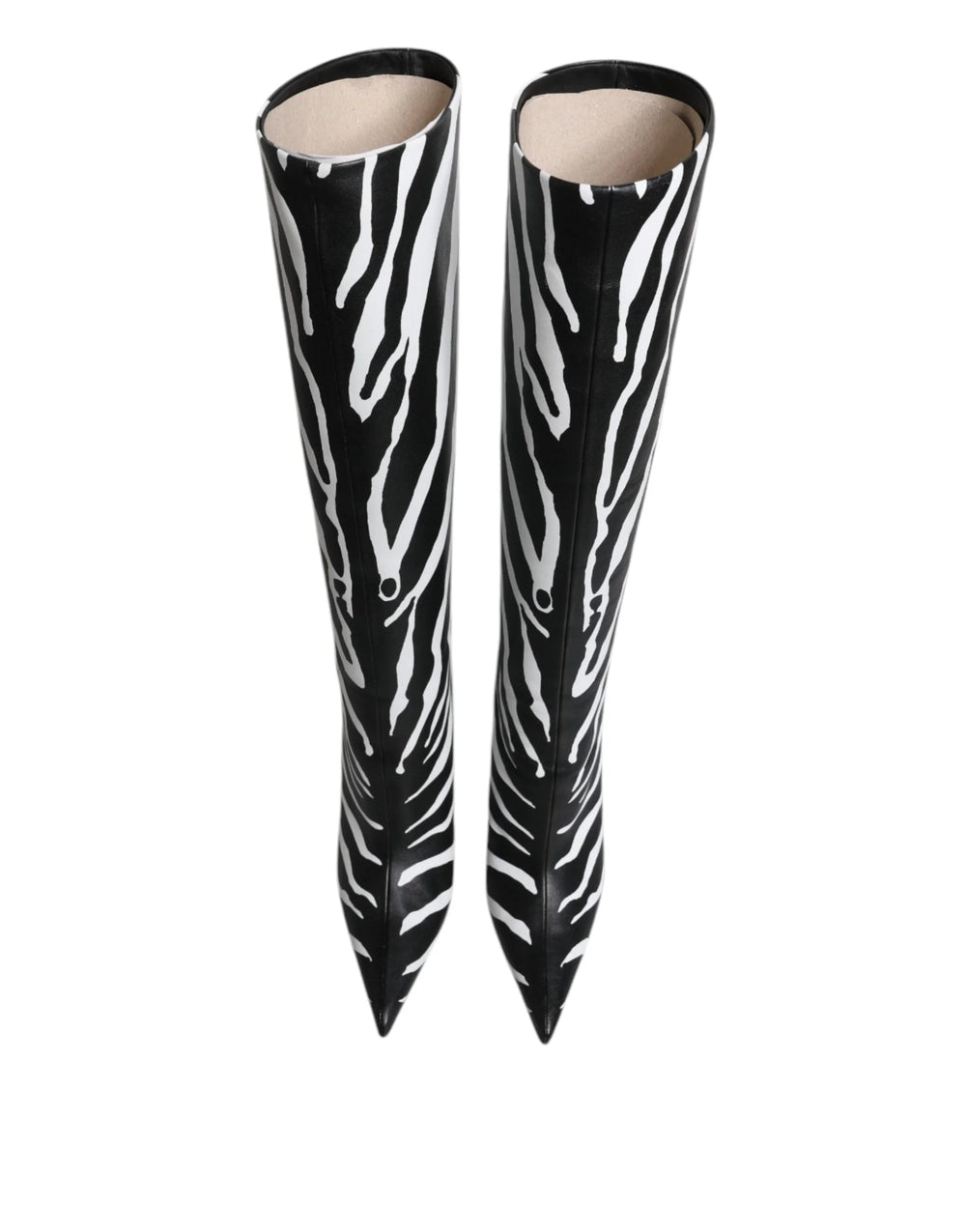 Dolce & Gabbana Black White Zebra Heels High Boots Shoes - EU35/US4.5