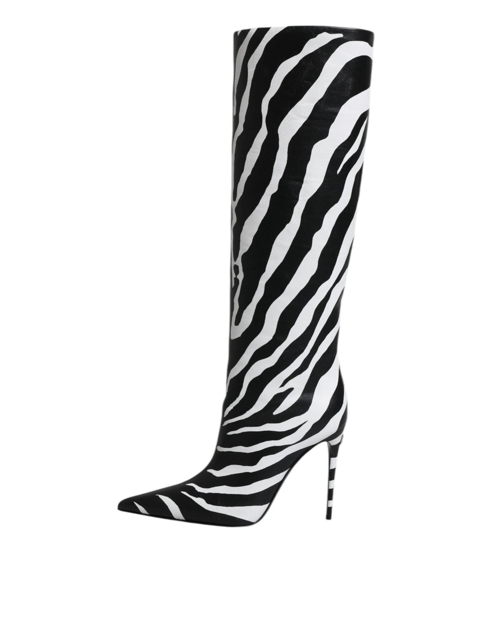 Dolce & Gabbana Black White Zebra Heels High Boots Shoes - EU35/US4.5