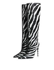 Dolce & Gabbana Black White Zebra Heels High Boots Shoes - EU35/US4.5 - Boots