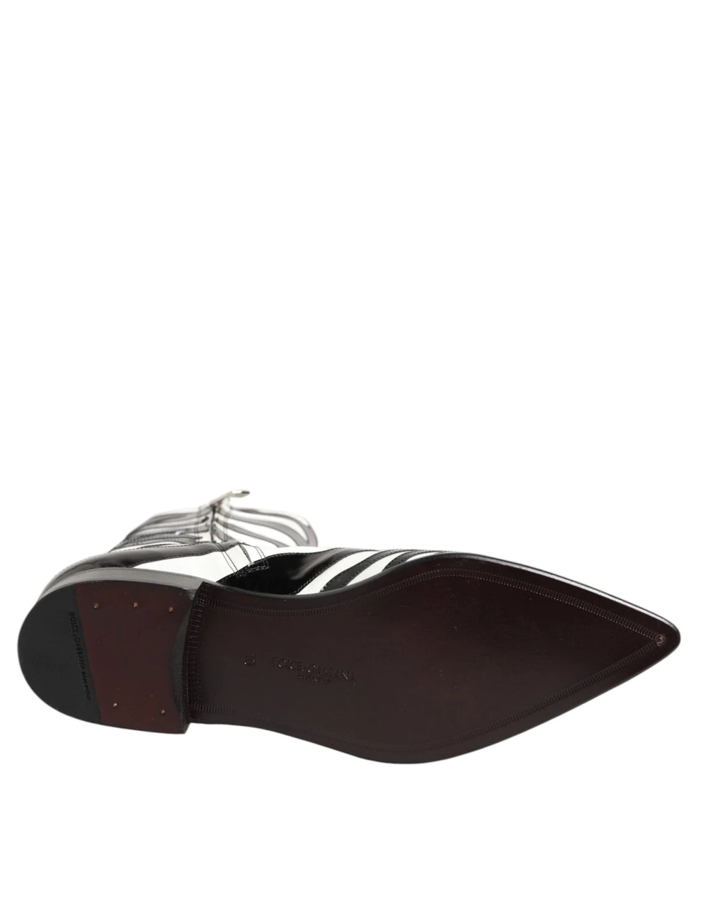 Dolce & Gabbana Black White Zebra Leather Mid Calf Boots Shoes - EU44/US11 - Boots