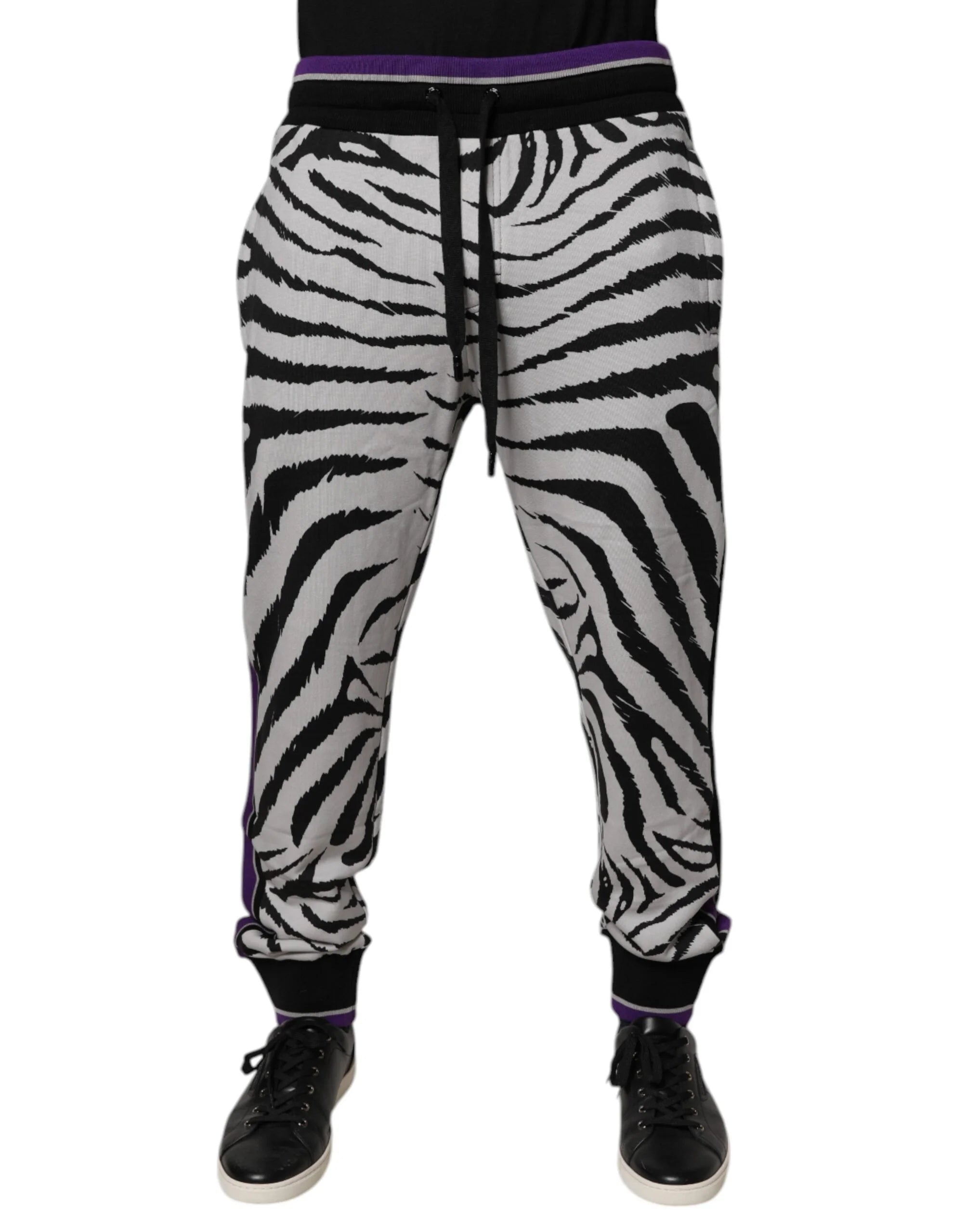Dolce & Gabbana Black White Zebra Men Jogger Sweatpants Pants - Joggers