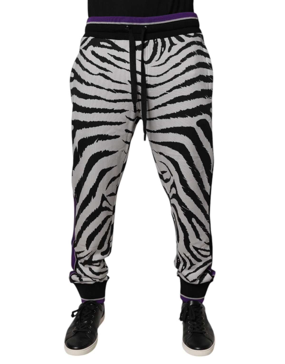 Dolce & Gabbana Black White Zebra Men Jogger Sweatpants Pants - Joggers