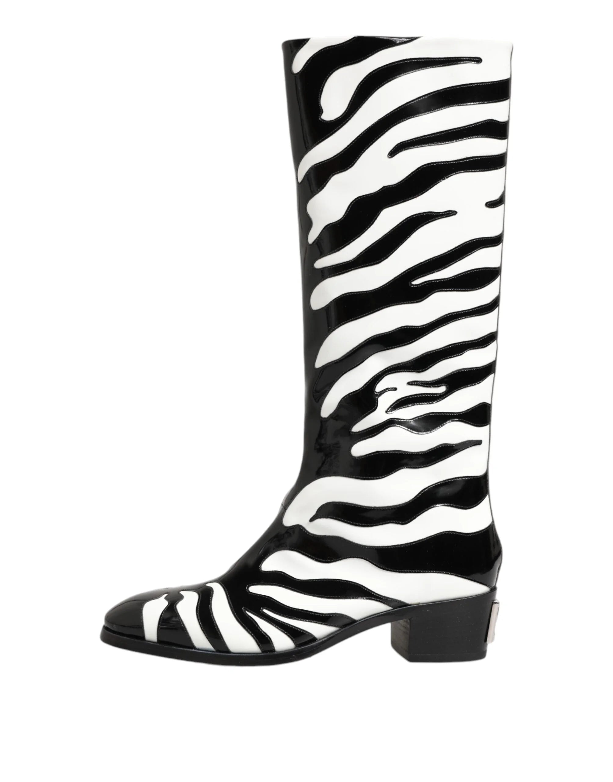 Dolce & Gabbana Black White Zebra Over The Calf Boots Shoes - EU44/US11 - Boots