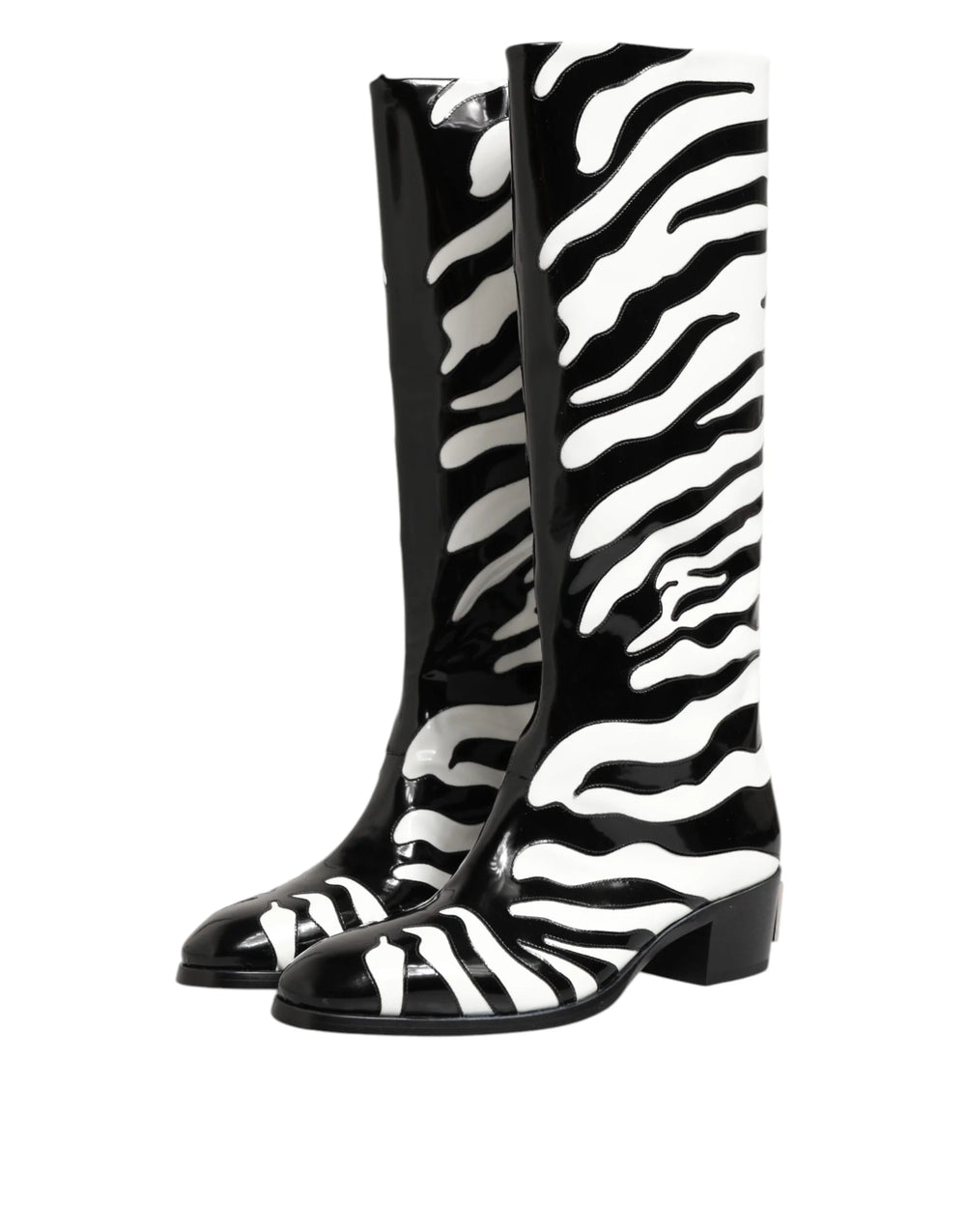 Dolce & Gabbana Black White Zebra Over The Calf Boots Shoes - EU44/US11 - Boots