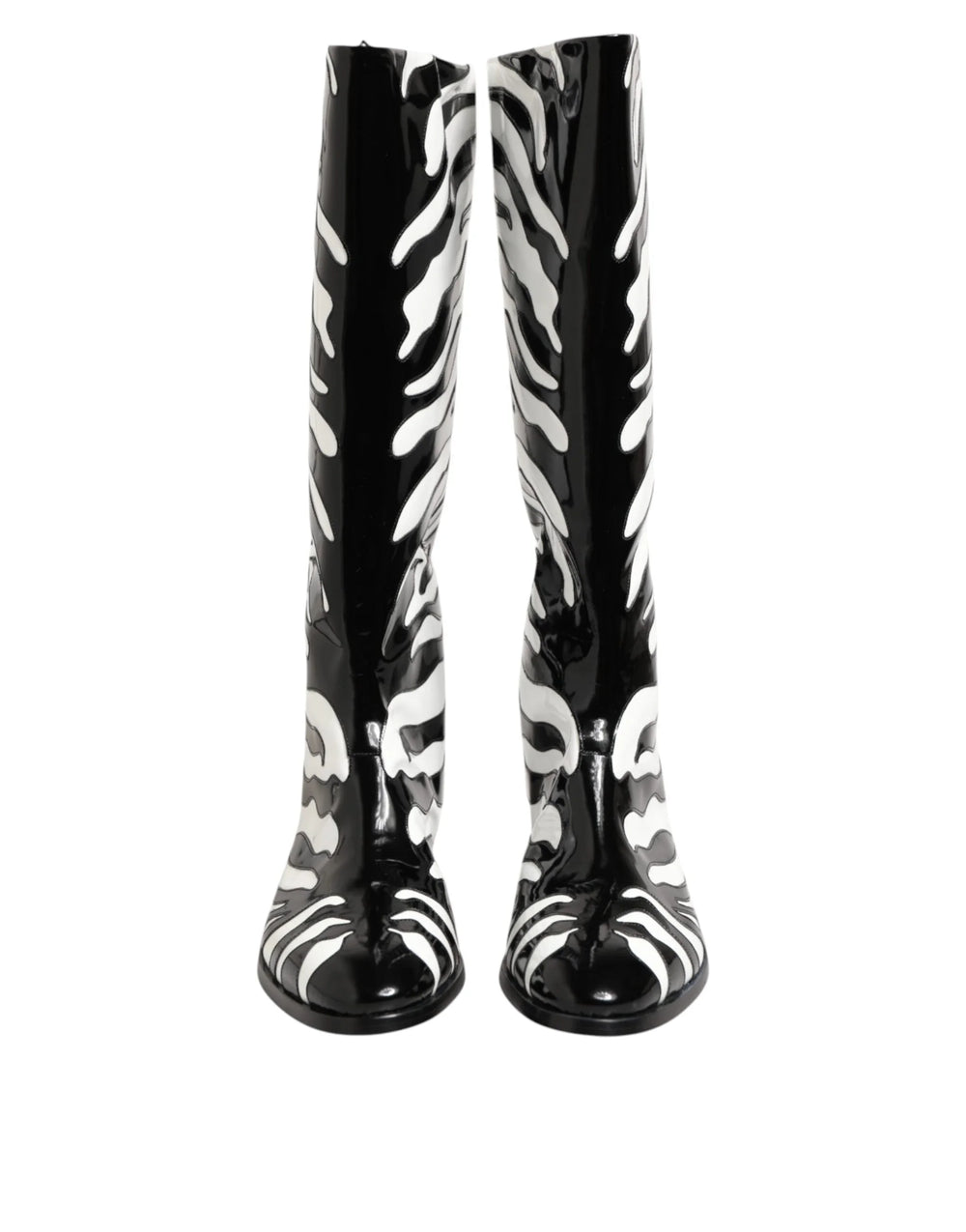 Dolce & Gabbana Black White Zebra Over The Calf Boots Shoes - EU44/US11 - Boots