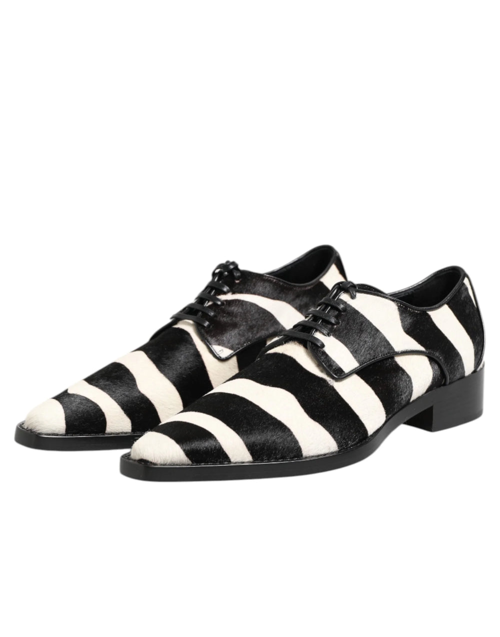 Dolce & Gabbana Black White Zebra Pony Fur Dress Shoes - Shoes