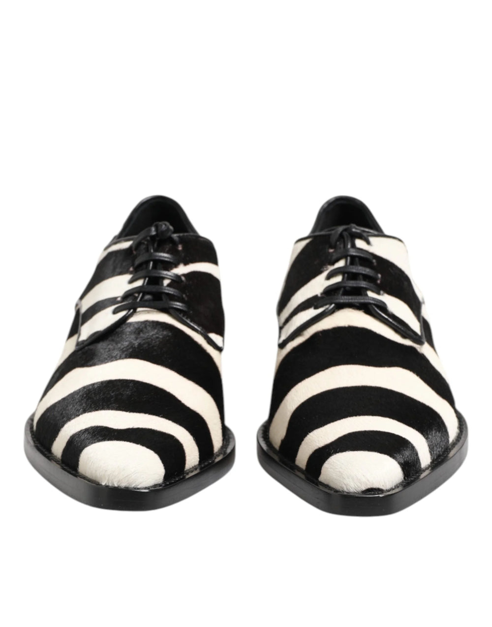 Dolce & Gabbana Black White Zebra Pony Fur Dress Shoes - Shoes