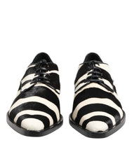 Dolce & Gabbana Black White Zebra Pony Fur Dress Shoes - Shoes
