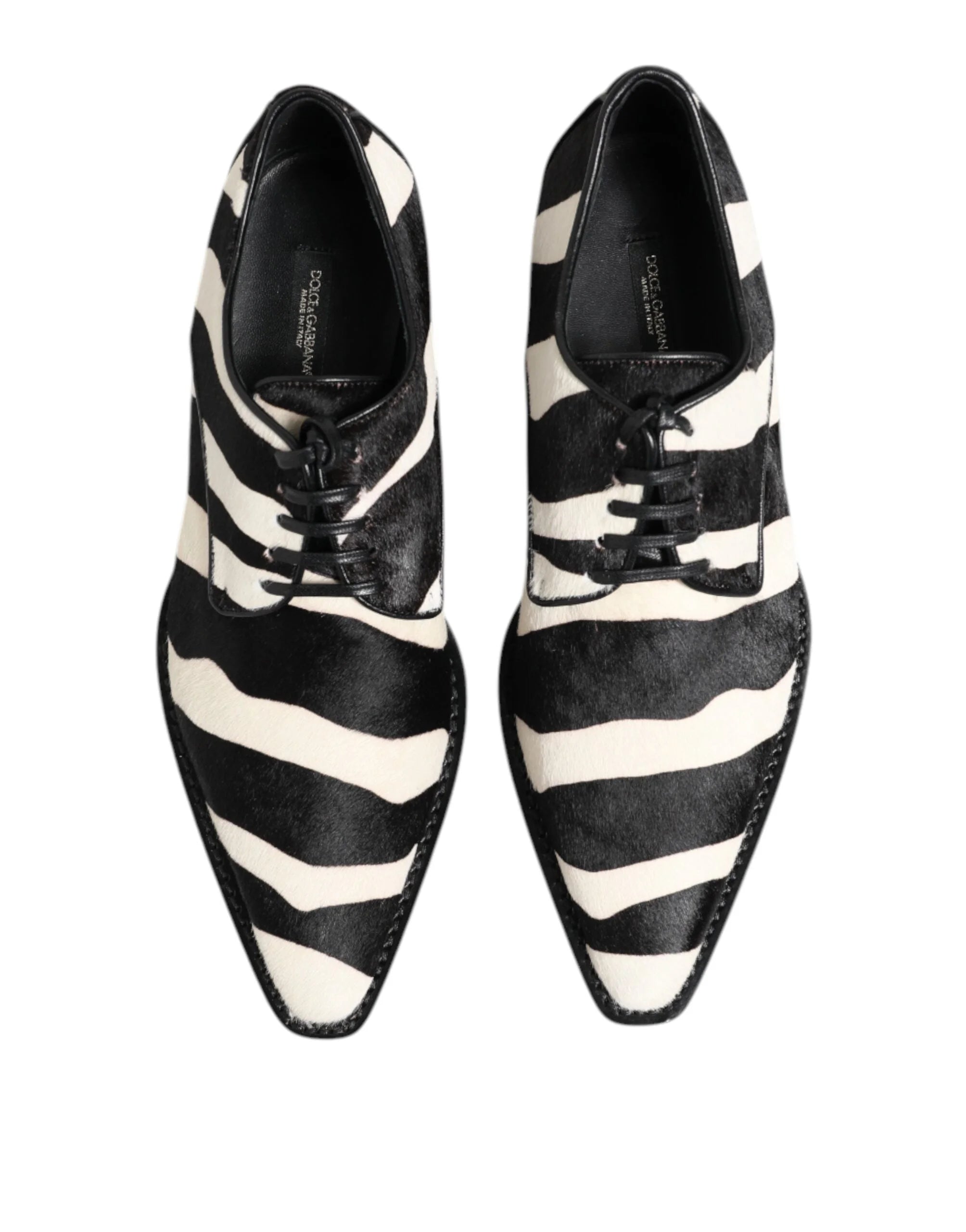 Dolce & Gabbana Black White Zebra Pony Fur Dress Shoes - Shoes