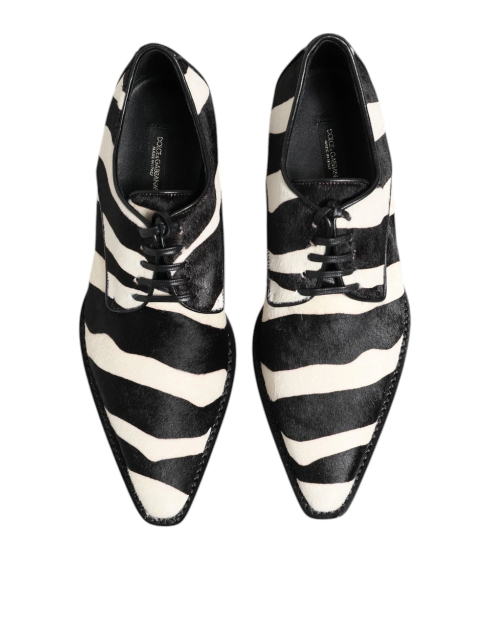 Dolce & Gabbana Black White Zebra Pony Fur Dress Shoes - Shoes