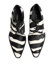 Dolce & Gabbana Black White Zebra Pony Fur Dress Shoes - Shoes