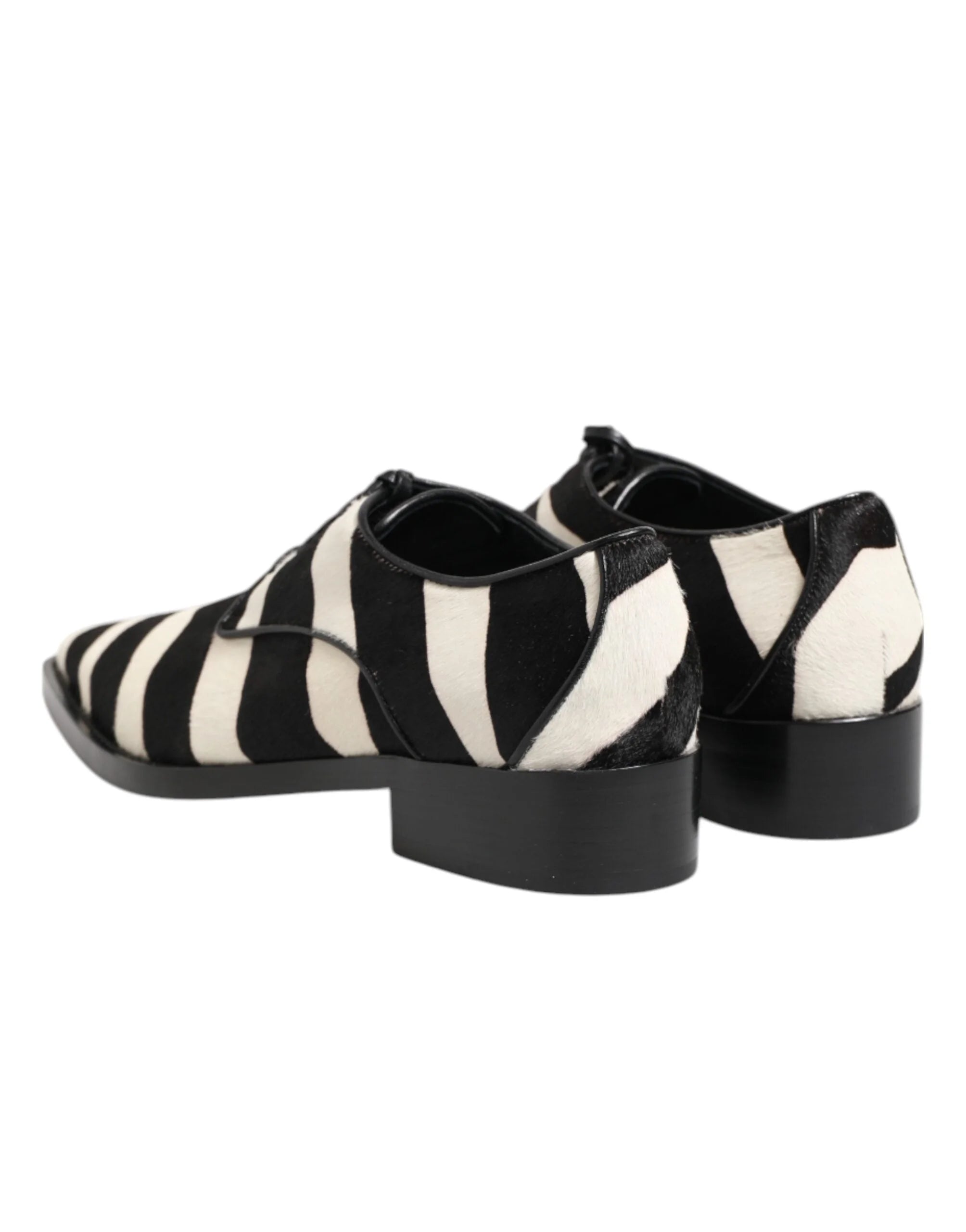 Dolce & Gabbana Black White Zebra Pony Fur Dress Shoes - Shoes