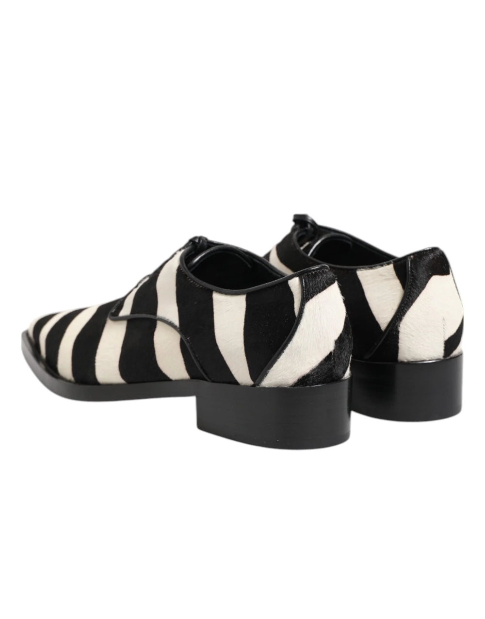 Dolce & Gabbana Black White Zebra Pony Fur Dress Shoes - Shoes