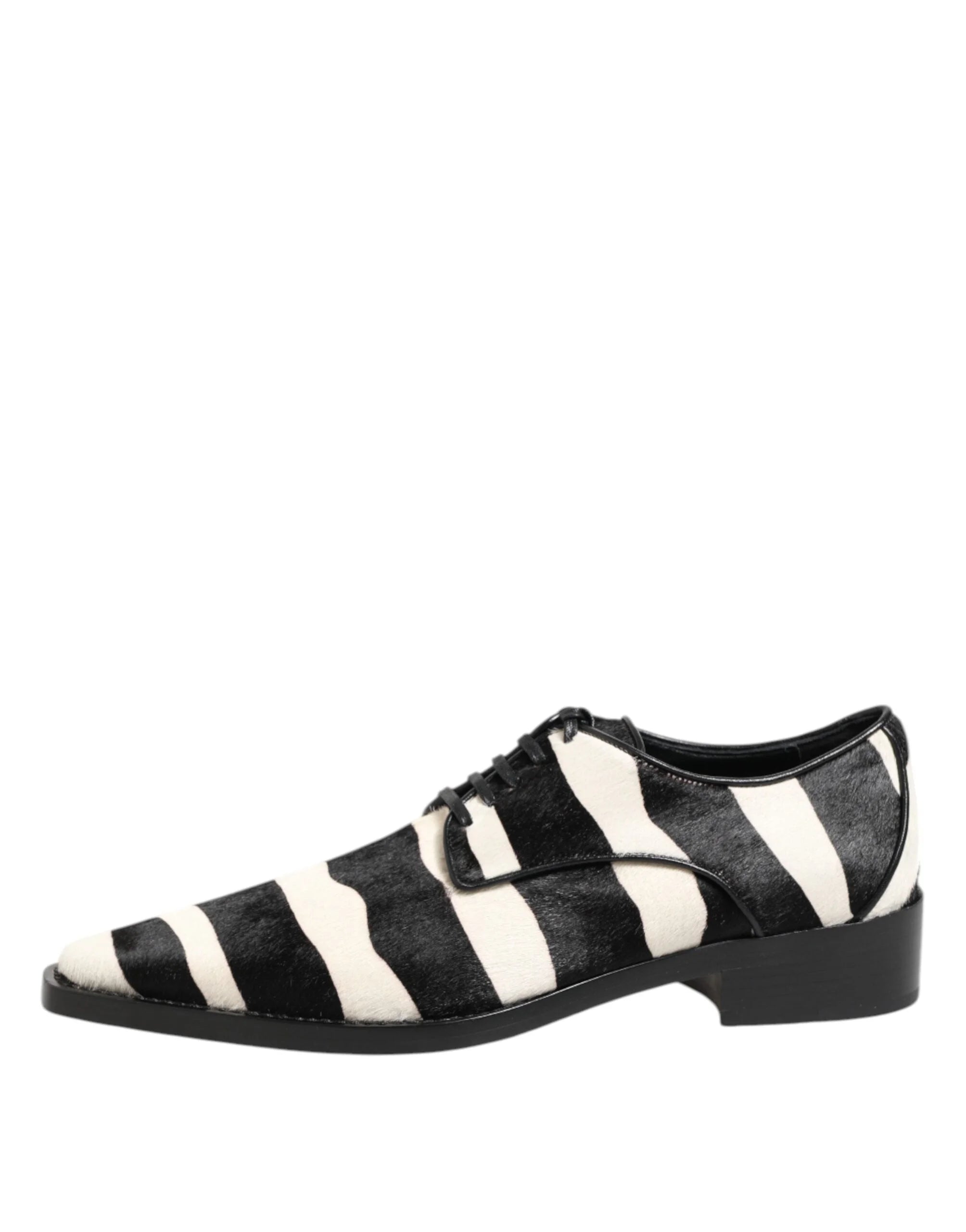 Dolce & Gabbana Black White Zebra Pony Fur Dress Shoes - Shoes