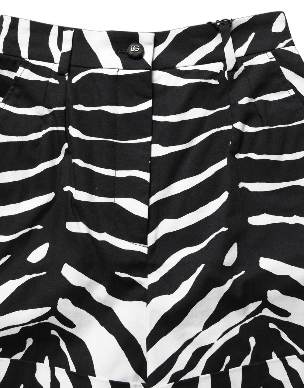 Dolce & Gabbana Black White Zebra Print Cotton High Waist Shorts - IT36|XXS
