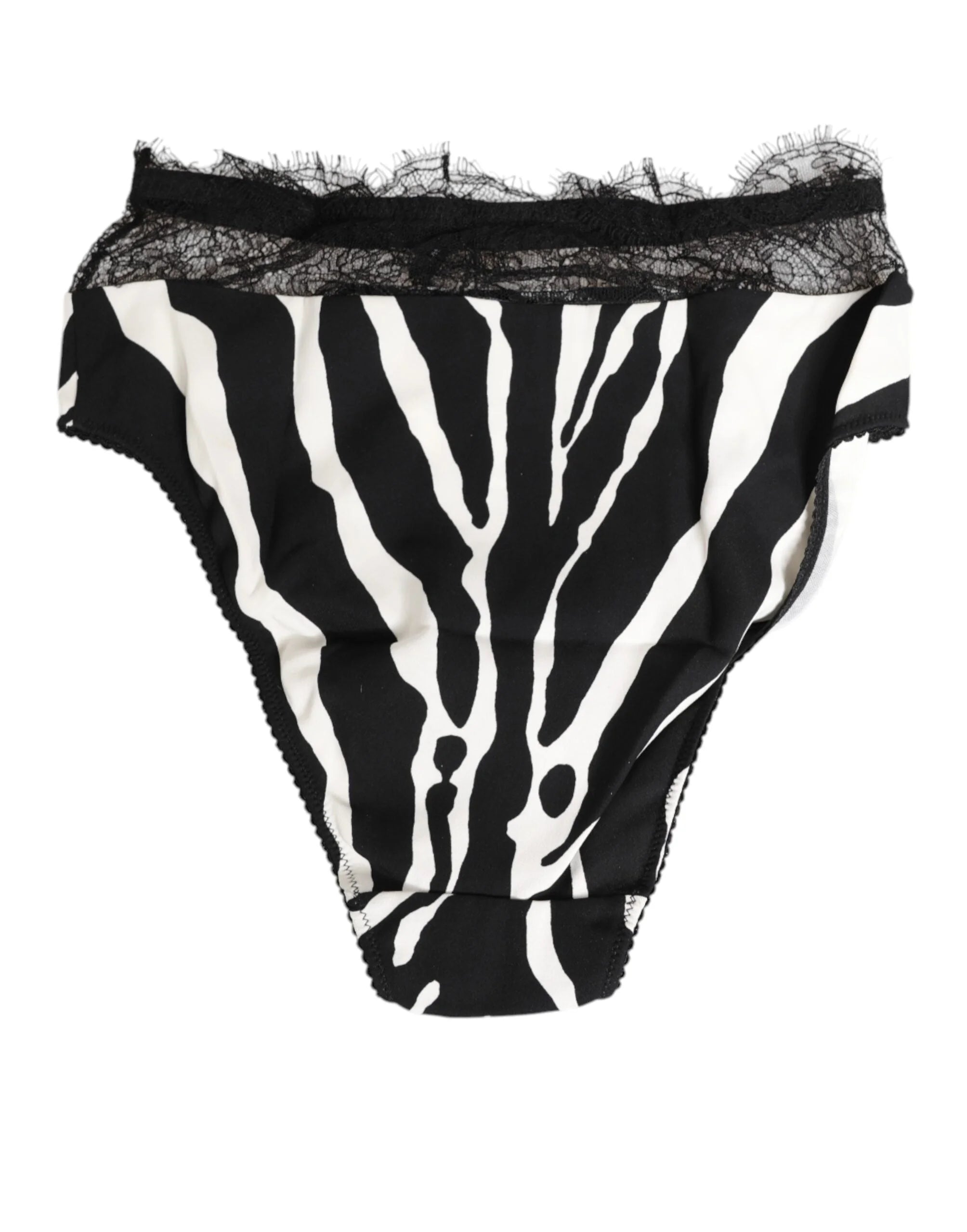 Dolce & Gabbana Black White Zebra Print Lace Trim High Underwear - IT2 | S