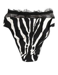 Dolce & Gabbana Black White Zebra Print Lace Trim High Underwear - IT2 | S
