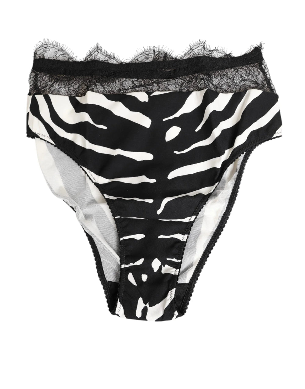 Dolce & Gabbana Black White Zebra Print Lace Trim High Underwear - IT2 | S