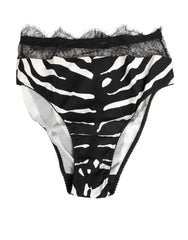 Dolce & Gabbana Black White Zebra Print Lace Trim High Underwear - IT2 | S