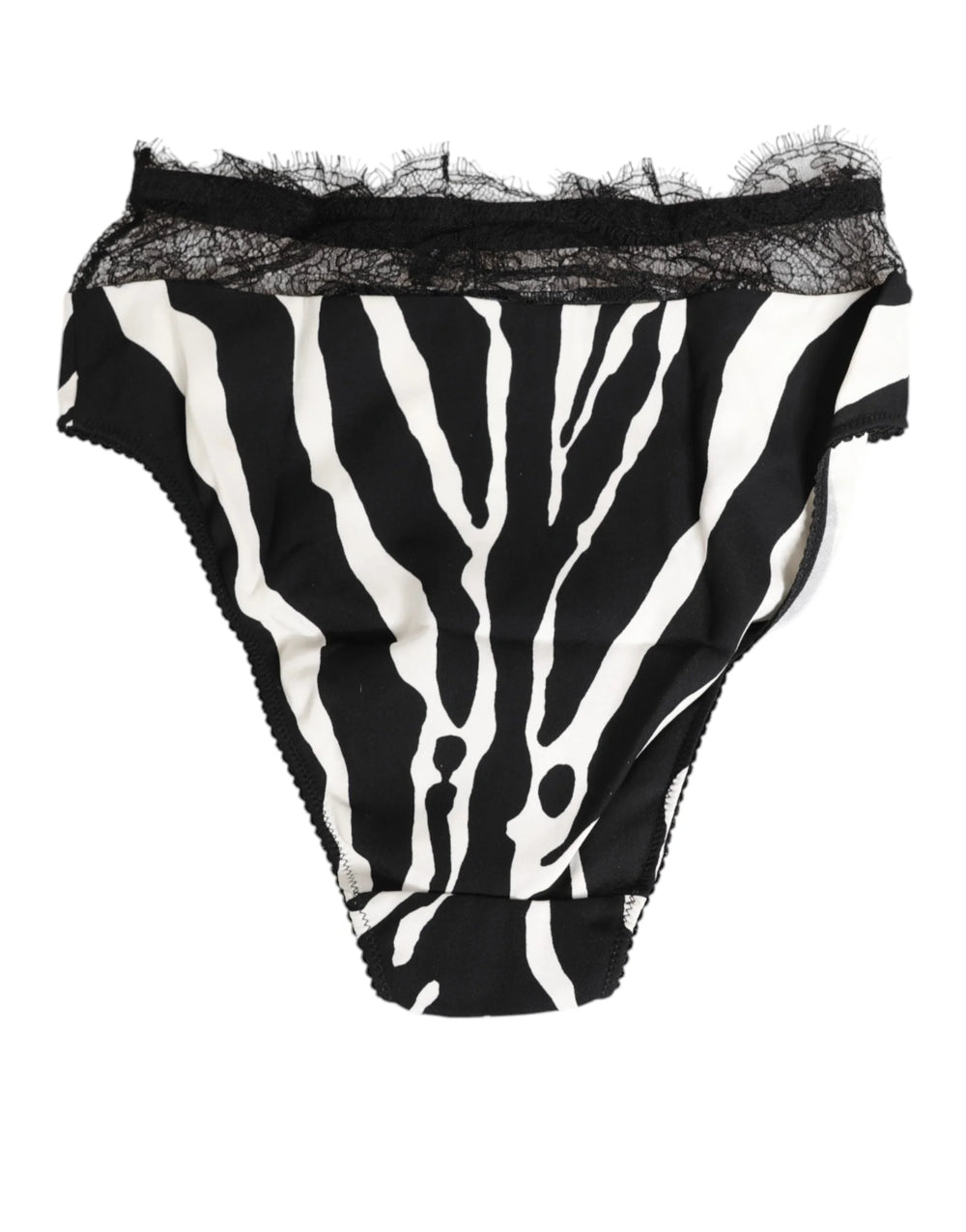 Dolce & Gabbana Black White Zebra Print Lace Trim High Underwear - IT2 | S - Briefs