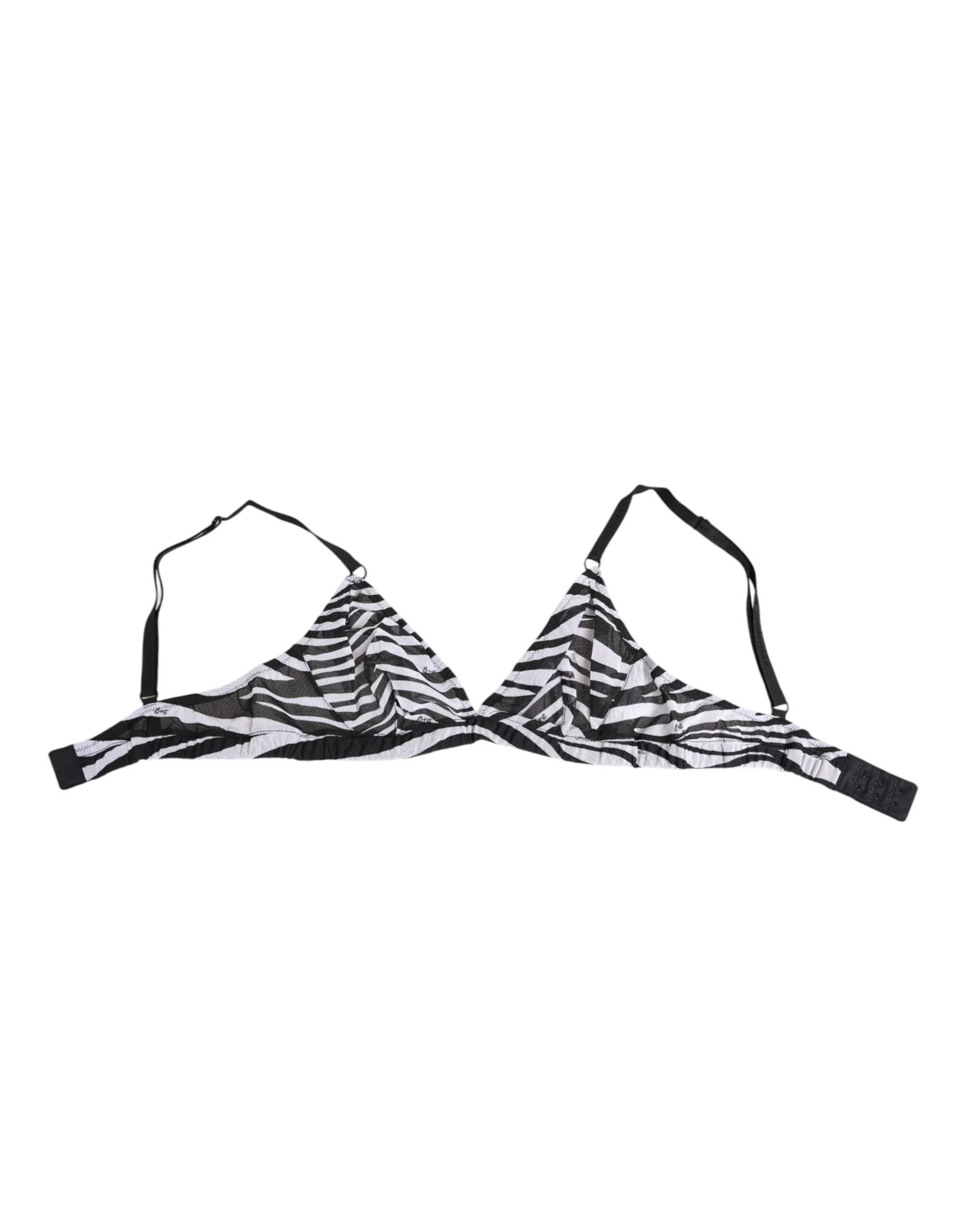 Dolce & Gabbana Black White Zebra Print Sheer Mesh Bralette Underwear - IT2 | S