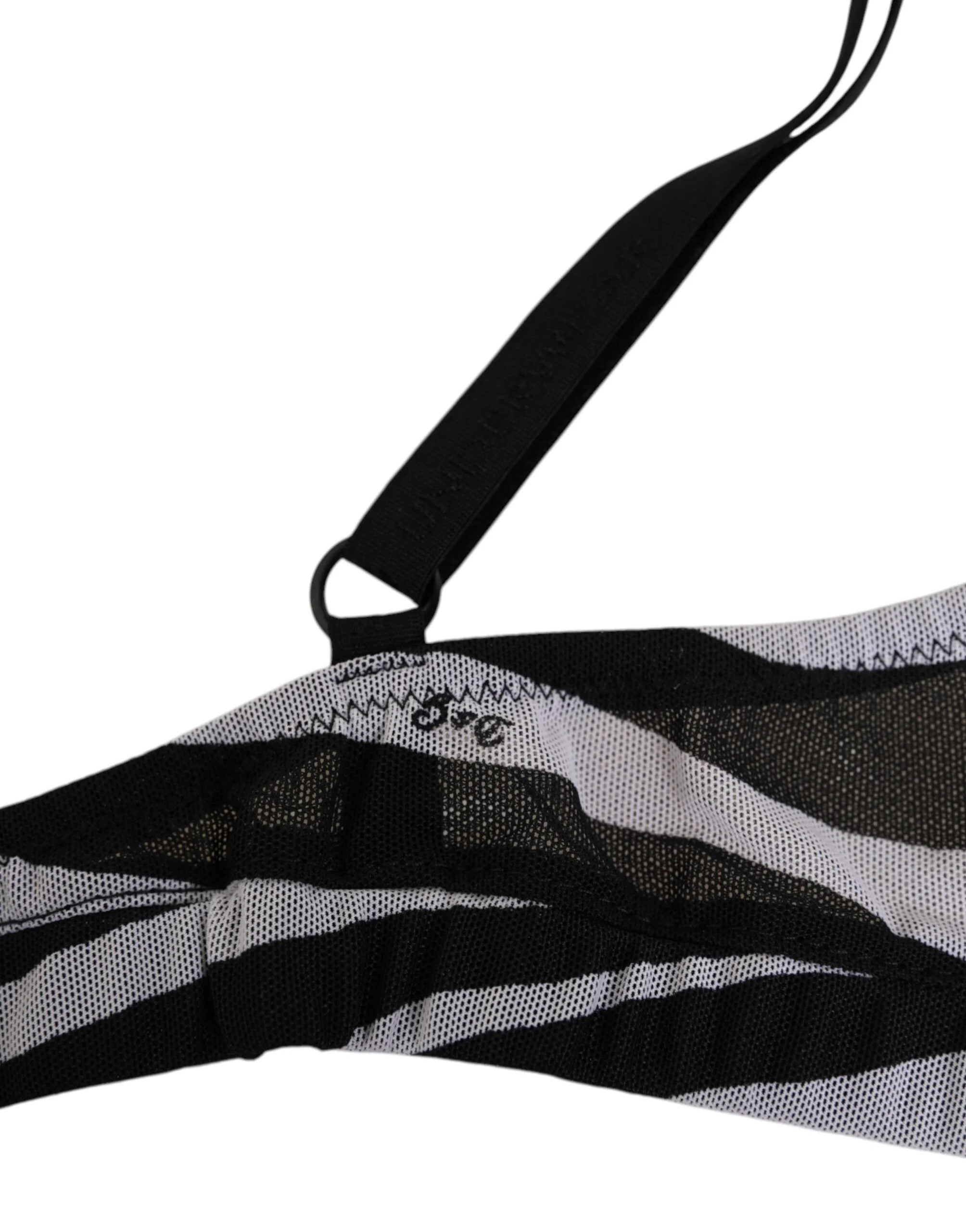 Dolce & Gabbana Black White Zebra Print Sheer Mesh Bralette Underwear - IT2 | S