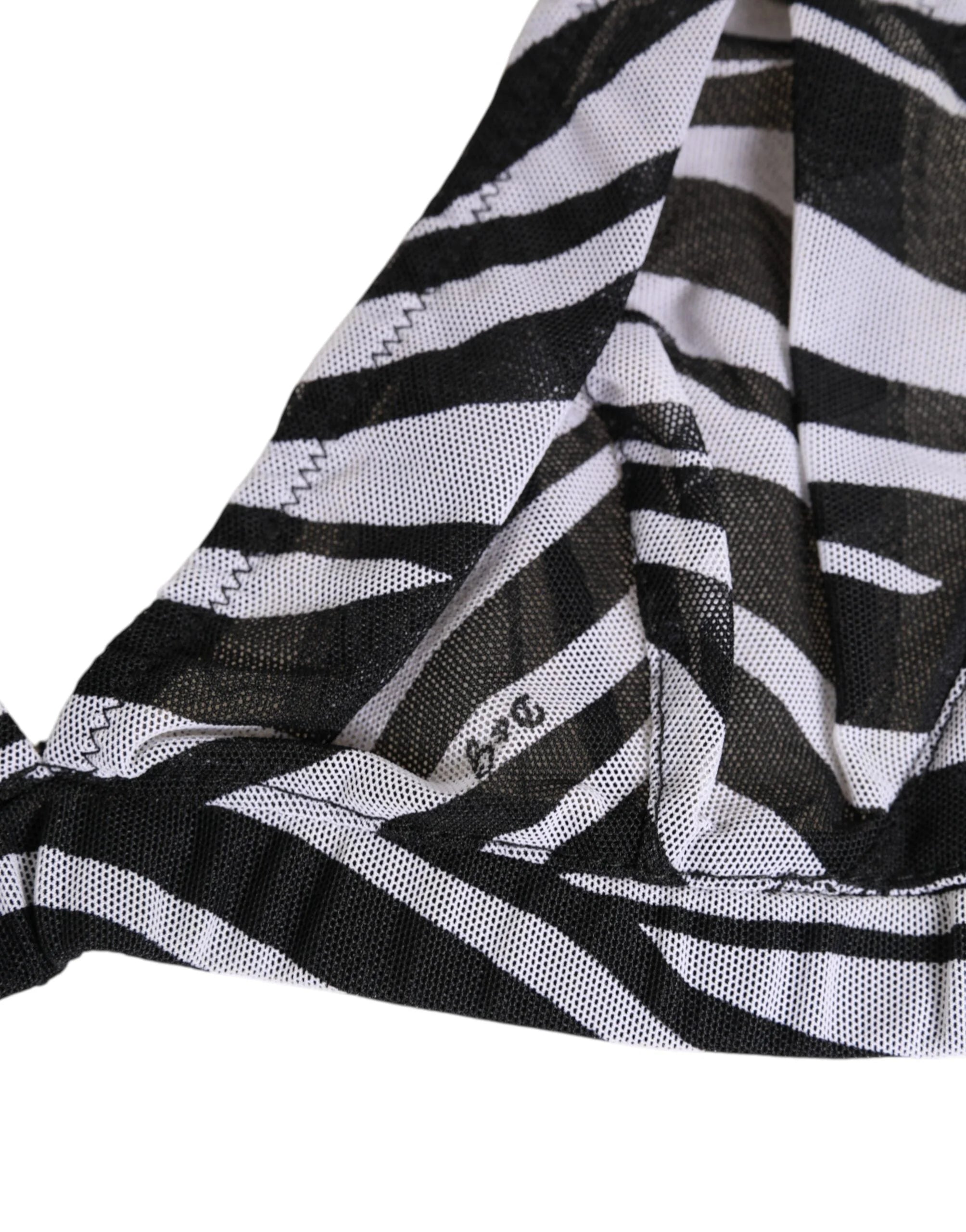Dolce & Gabbana Black White Zebra Print Sheer Mesh Bralette Underwear - IT2 | S