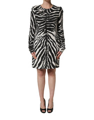 Dolce & Gabbana Black White Zebra Rhinestones Mini Dress