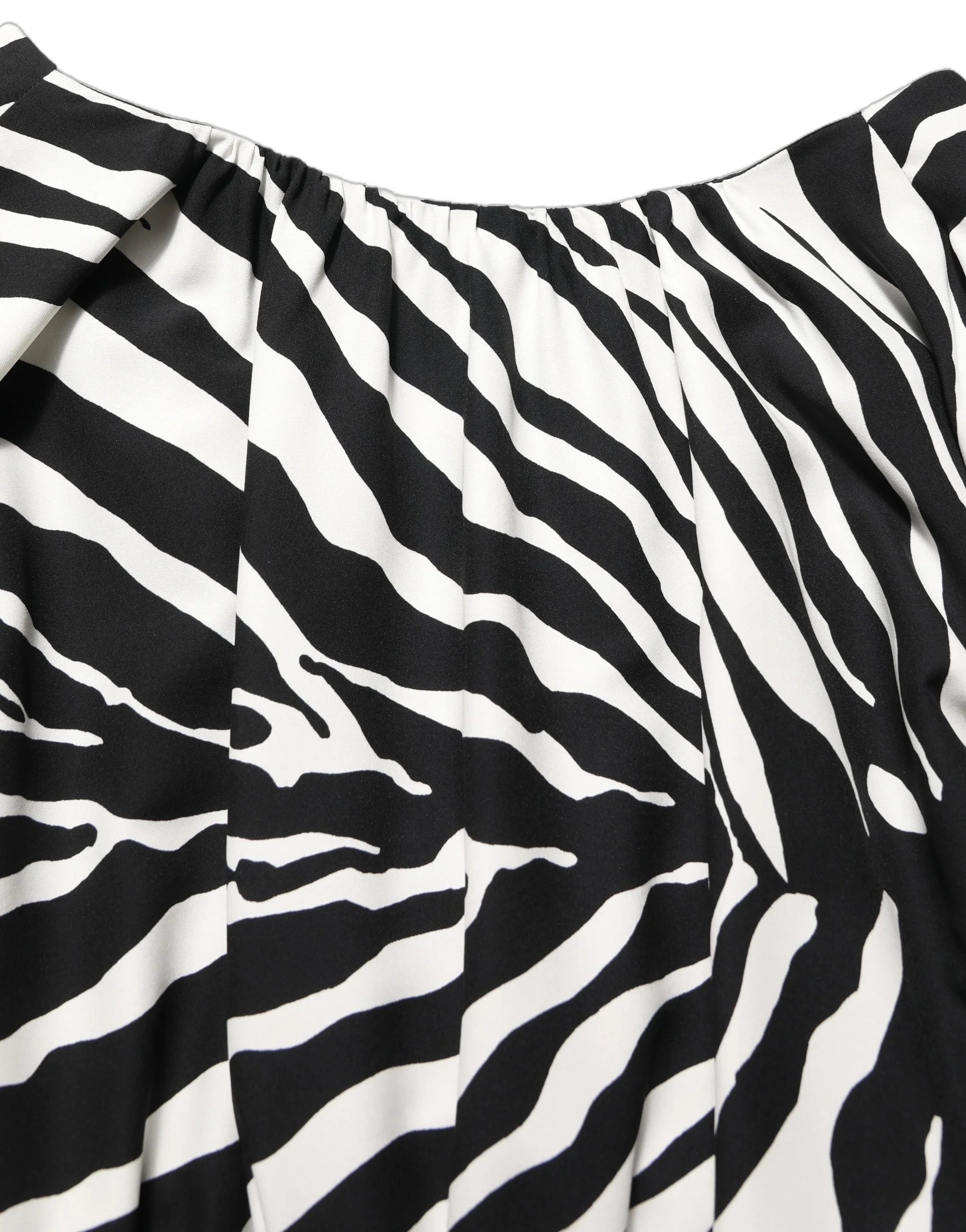 Dolce & Gabbana Black White Zebra Ruched Silk Mini Dress - IT40|S